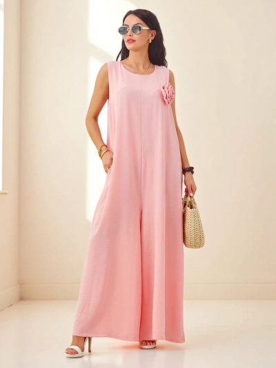 Atena Rosa Palazzo – eleganter Jumpsuit mit Spaghettiträgern aus Viskosestoff