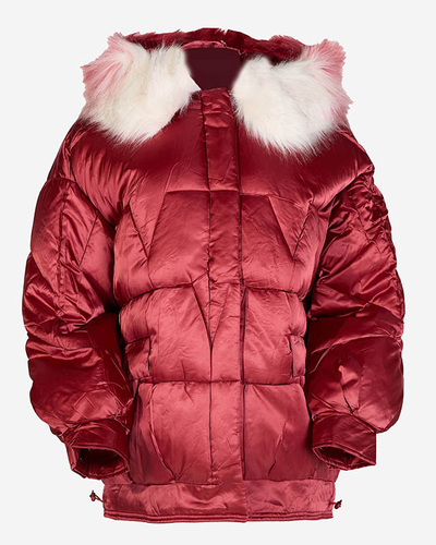 Maroon Damen-Winterjacke mit synthetischer Daunenfüllung - Kleidung