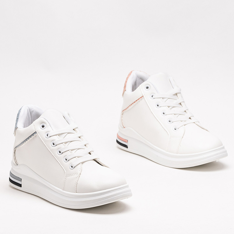 OUTLET Weiße Damen-Sneaker mit verstecktem Uksy-Keilabsatz