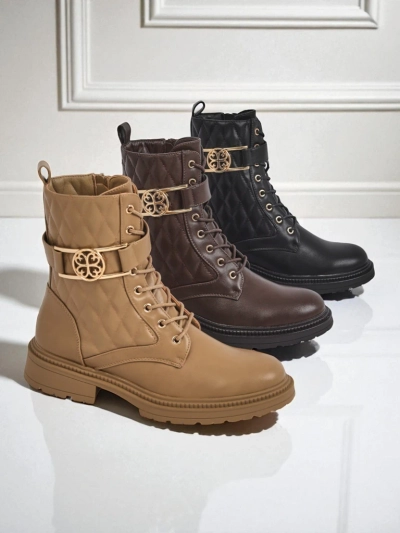 Gesteppte Damen Stiefeletten aus ökologischem Leder Sable Rose