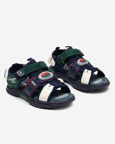 Marineblaue und grüne Jungensandalen mit Klettverschluss Roser-Footwear