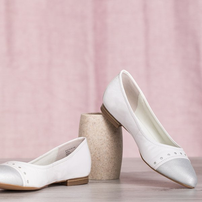 Weiße Lederballerina Slips - Schuhe 1