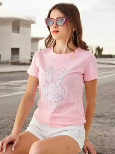 Royalfashion Damen Baumwoll T-Shirt Bunny Say Be Real