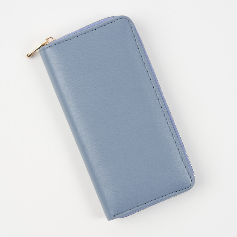 Große blaue Damenbrieftasche aus ökologischem Leder - Accessoires