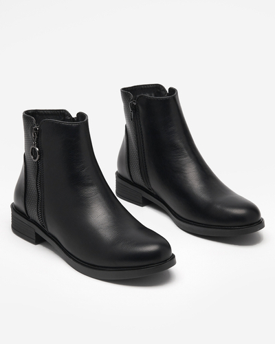 Schwarze Damenstiefel a'al Chelsea Boots mit Prägung Lodik - Schuhe