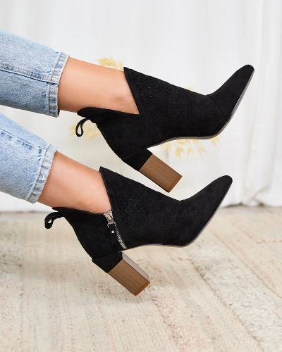 Royalfashion Schwarze Damenstiefel mit hohem Schaft Swerros