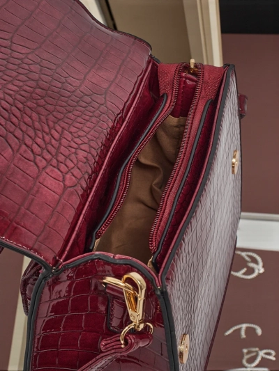 Lakierowana Mała damska torebka z eko skóry Veluna