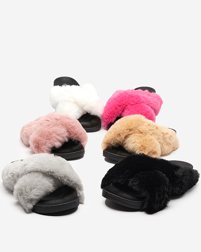 Hausschuhe mit Fell in Schwarz Mashte - Footwear