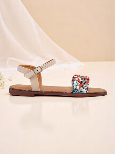 Royalfashion Damen Sandalen mit flacher Sohle ColorStrap