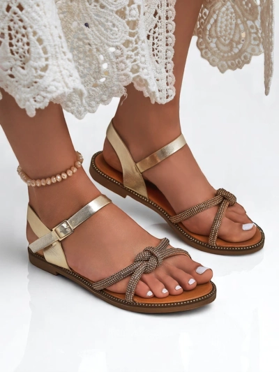 Royalfashion Damen Sandalen mit dekorativen Zirkonia Bella Shine