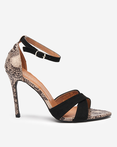 Schwarze Damensandale mit geprägtem Absatz Halensi - Footwear