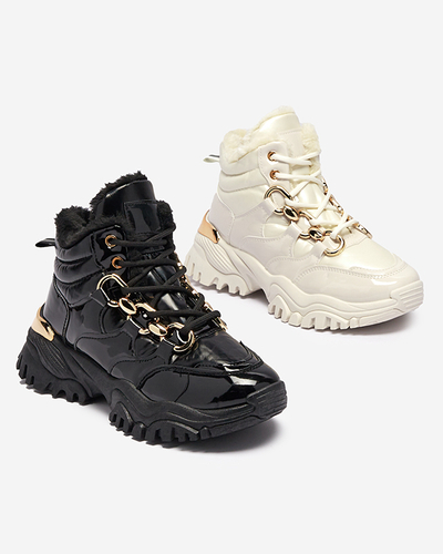 Cremefarbene Damen-Wintersportschuhe a'la trappers Mertika - Footwear