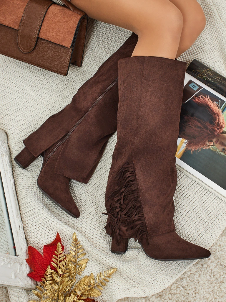 Damenstiefel aus Öko-Wildleder mit Schaft Rimolea