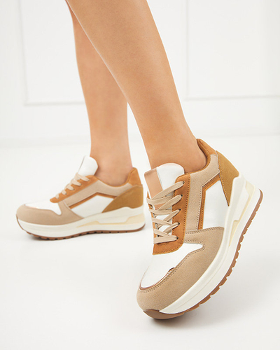 OUTLET Beige Sportschuhe für Damen mit massiver Nertiso-Sohle - Schuhe