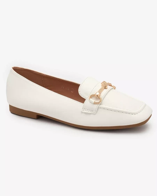 Royalfashion Білі жіночі мокасини з золотим декором Olerika