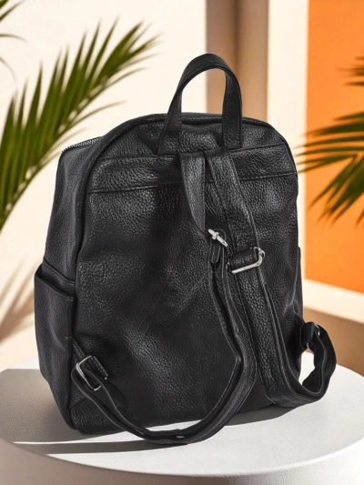 Geflochtener Damenrucksack AURELIA von Królewska Moda aus Öko-Leder Schwarz