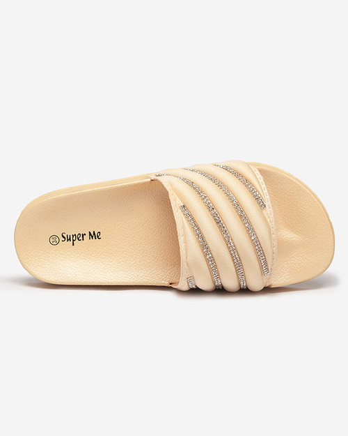 OUTLET Золоті жіночі тапочки з фіанітами Mytaris - Взуття