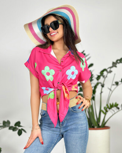 Royalfashion Damen kurzes geblümtes Hemd