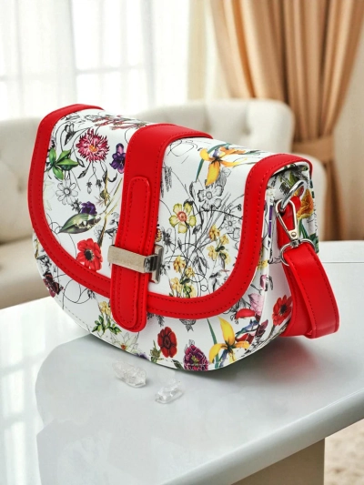 Royalfashion Kleine Damenhandtasche aus Öko-Leder mit Blumenmuster Ori Elle