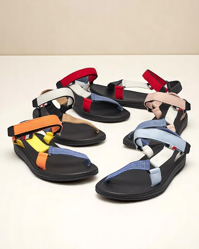 Damen-Sandalen aus Stoff in rot Ojo- Footwear