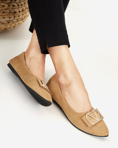 Beige Damen-Ballerinas mit Verzierung an der Spitze Cavo - Footwear