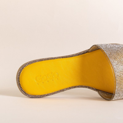 Gelbe Damenpantoffeln mit Zirkonia Verina - Schuhe