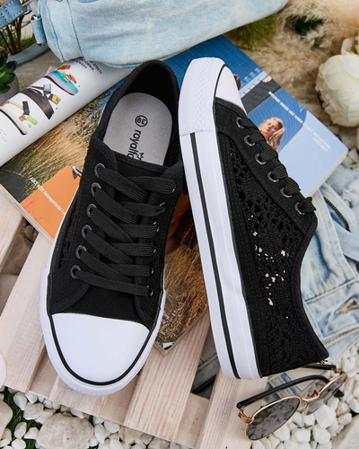 Atmungsaktive Damen-Sneaker Calista Nero mit Spitze - Sommer-/Frühlingskollektion