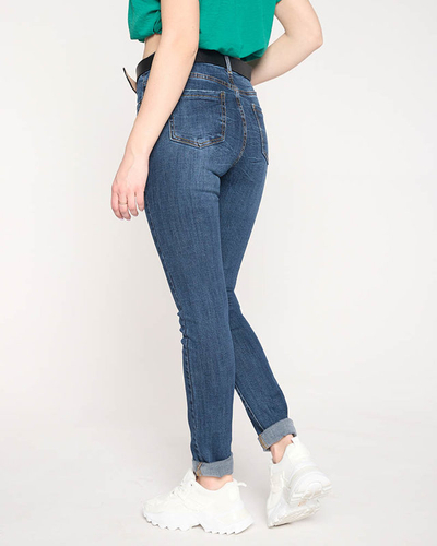 Marineblaue Jeans mit geradem Bein für Damen - Kleidung