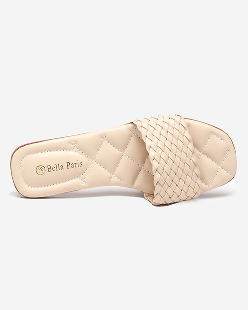 Жіночі бежеві тапочки з плетеною смужкою Cocota - Взуття