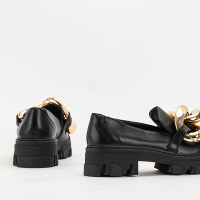OUTLET Schwarze Damenschuhe mit goldener Kette Kesoni - Schuhe