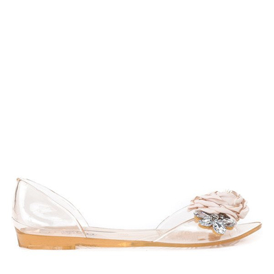Beige transparente Ballerinas mit Malia-Verzierungen - Schuhe