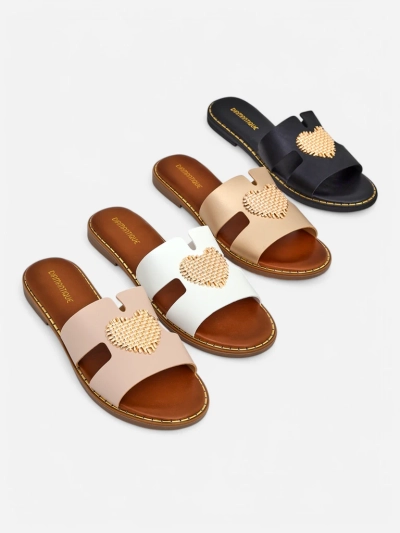 Royalfashion Damenflip-flops mit Herz Gold Herz