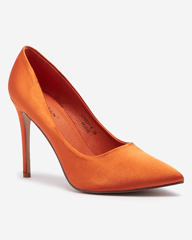 Orange Damen-Satin-Pumps auf einem höheren Stiletto Norija - Schuhe