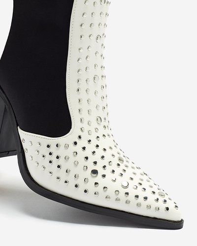 Weiße Cowboystiefel auf höherem Pfosten mit Ricci-Jets - Footwear