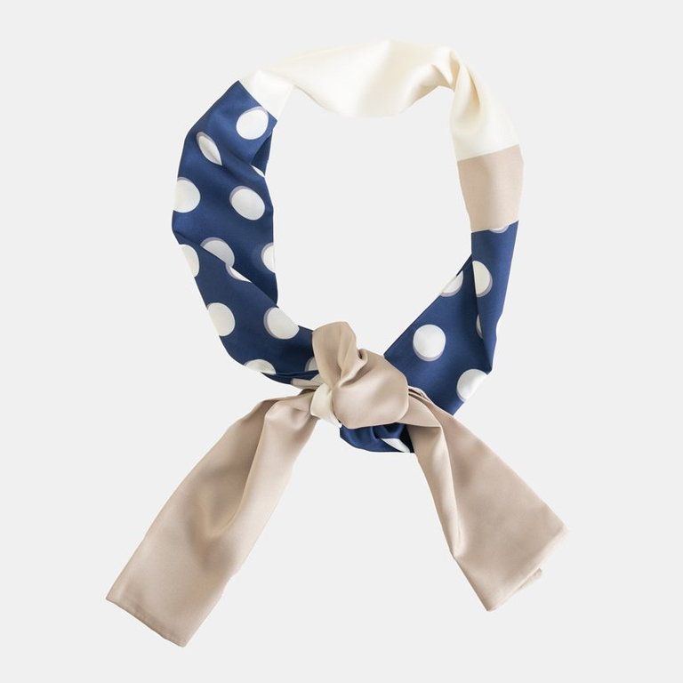 Beige-blauer Damenschal in Tupfen - Schals