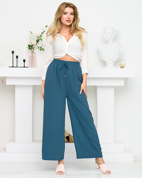 Türkis Weite Palazzo-Hose für Damen Kleidung