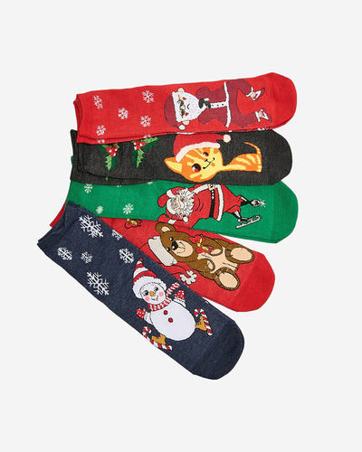 Bunte Damensocken mit Weihnachtsmuster - Unterwäsche