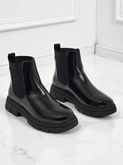 Stiefeletten aus lackiertem Öko-Leder Oryss