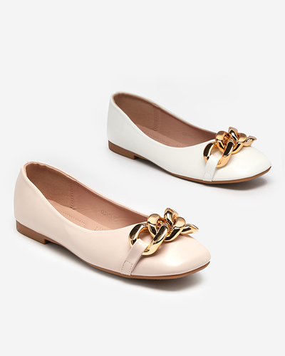 OUTLET Damen-Ballerinas in Beige mit goldener Verzierung Mikone - Schuhe