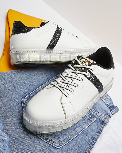 Damen-Sportschuhe in Weiß mit schwarzen Einsätzen Asxa- Footwear