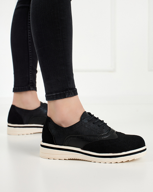 Чорні жіночі черевики з ажурним верхом Bilotsi