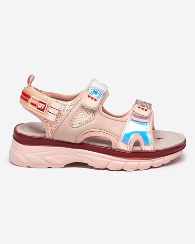 Rosa Kindersandalen mit bunten Murino-Einsätzen - Schuhe