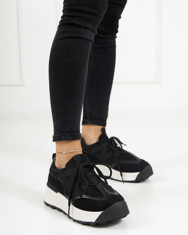 OUTLET Schwarze Damen-Sportschuhe mit höherer Sohle Kanislo - Footwear