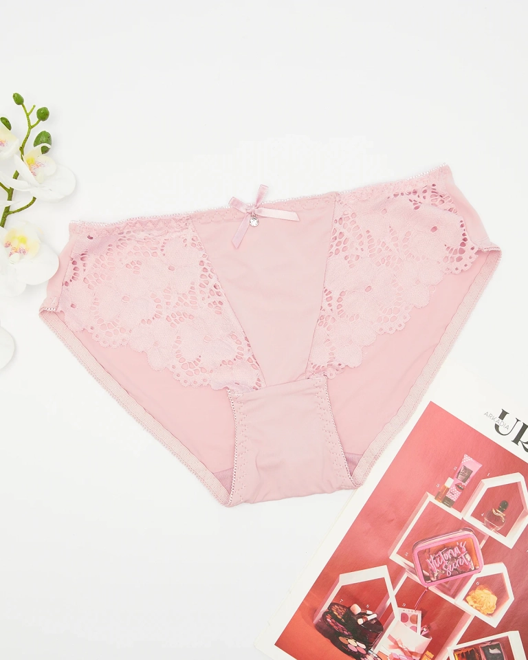 Rosa Damen-Slip mit Spitze - Unterwäsche