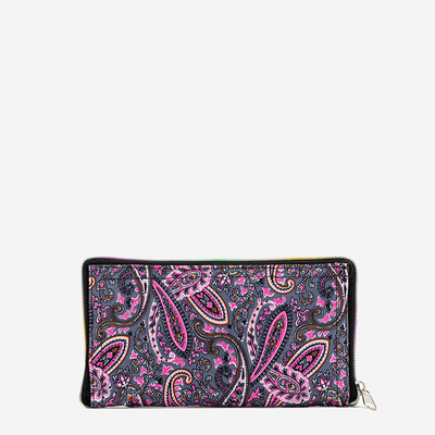 Rosa und grau gemusterte, gekräuselte, faltbare Brieftaschentasche - Accessoires