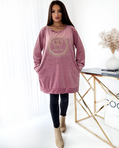 Royalfashion Damen-Tunika mit Zirkonen in Rosa