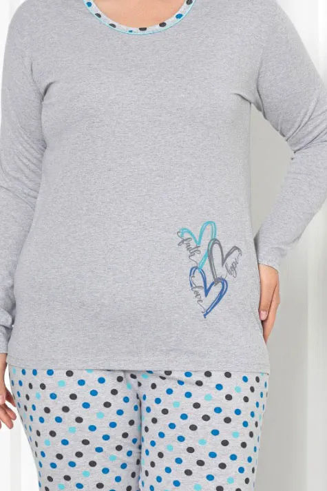 Royalfashion Жіночі 2-частини бавовняні піжами в горошок РОЗМІР ПЛЮС