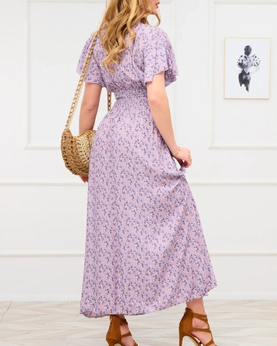 Жіноча максі-сукня квітково-фіолетового кольору Одяг