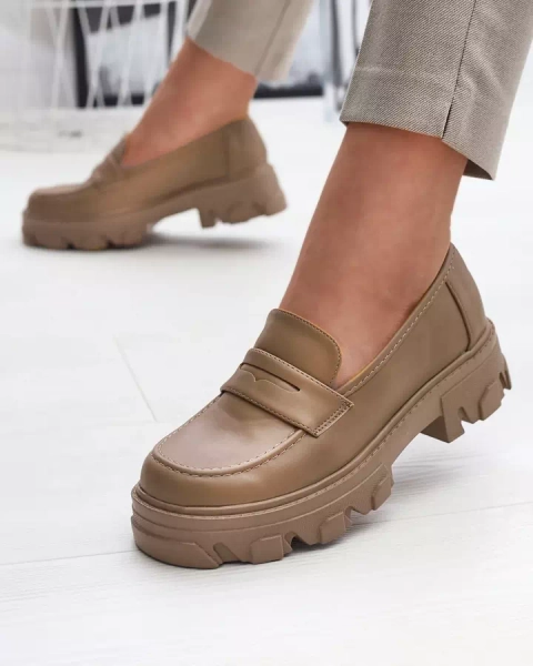 Hellbraune Damen-Mokassins mit fester Sohle Desika - Footwear
