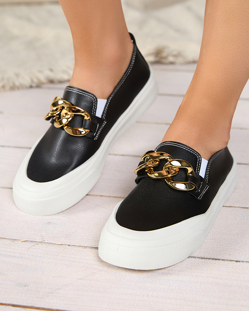 Чорні жіночі сліпони на більш товстій підошві з декором Senula - Взуття